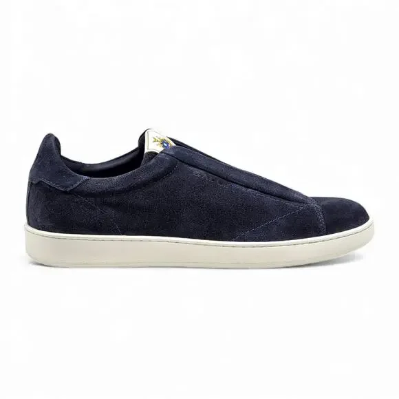 Bally Crest Romy Suede Slip-On Sneakers Navy Blue - NWB $400 - Picture 3 of 7
